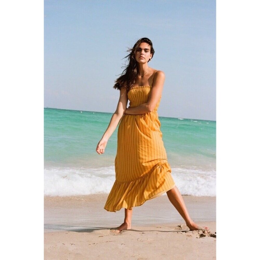 Anthropologie Charlie Holiday 8  NWT  Maxi Dress Orange Stripe A7 $169